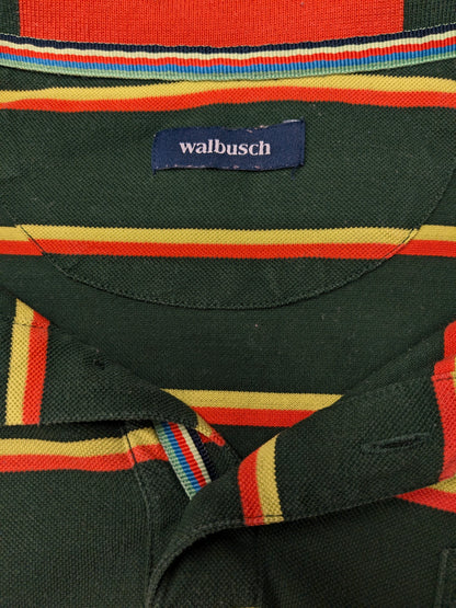 Walbusch Polo. Grün gelb orange gestreift. Größe L.