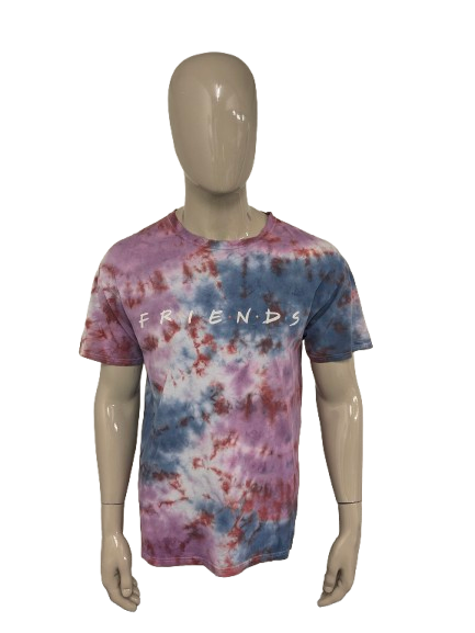 Chemise tie-dye originale Friends. Couleur bleu violet rouge. Taille L.