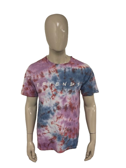 Camicia da tintura per tinture per amici originali. Rosso viola blu. Taglia L.