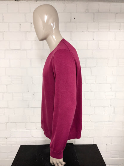 Maglione di cotone Hugo Boss con scollo a V. Colorato rosa scuro. Dimensione 2xl / xxl.