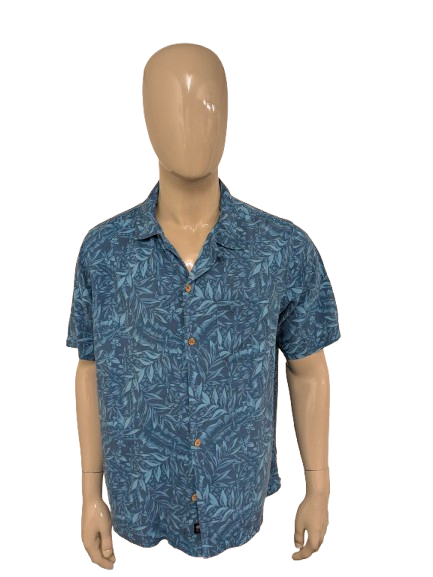 Coastal Casuals by Caribbean Joe Kurzarm-Hawaiihemd – blauer Aufdruck – Größe XL