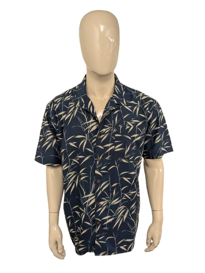 Northern Elements Shirt Short Maniche. Stampa blu verde. Taglia XL.