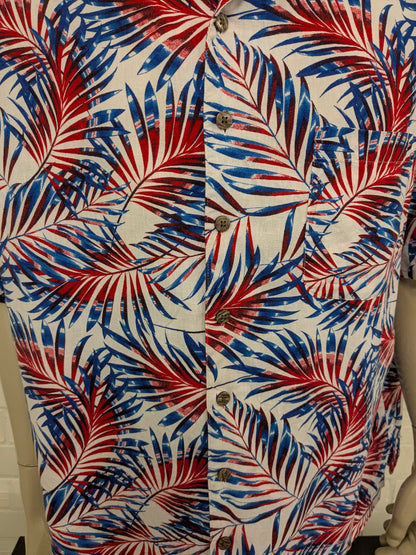 George -Shirt Kurzarm. Rotblaublattmotiv. Größe 3xl / xxxl.