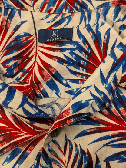 George -Shirt Kurzarm. Rotblaublattmotiv. Größe 3xl / xxxl.