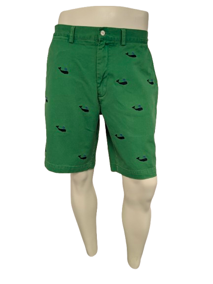 Polo Ralph Lauren-Shorts. Grüner Blauwal-Aufdruck gestickt. Größe W33.