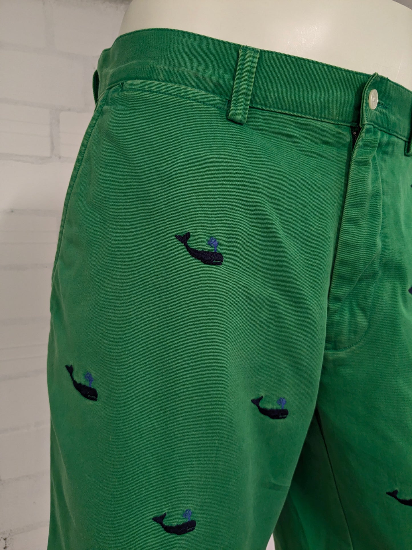 Polo Ralph Lauren shorts. Green blue whale print embroidered. Size W33.