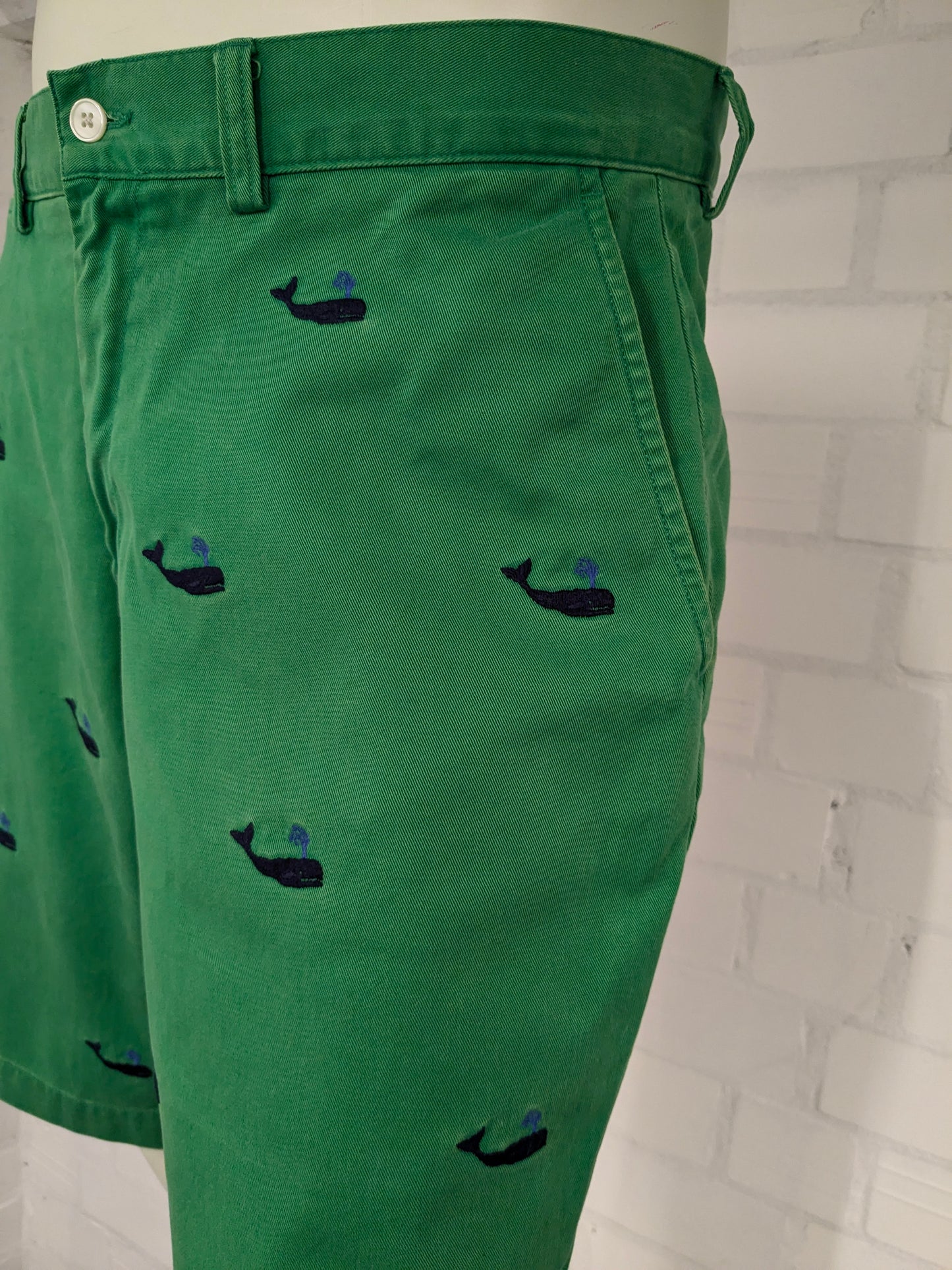 Polo Ralph Lauren shorts. Green blue whale print embroidered. Size W33.