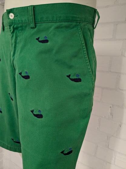 Polo Ralph Lauren shorts. Green blue whale print embroidered. Size W33.