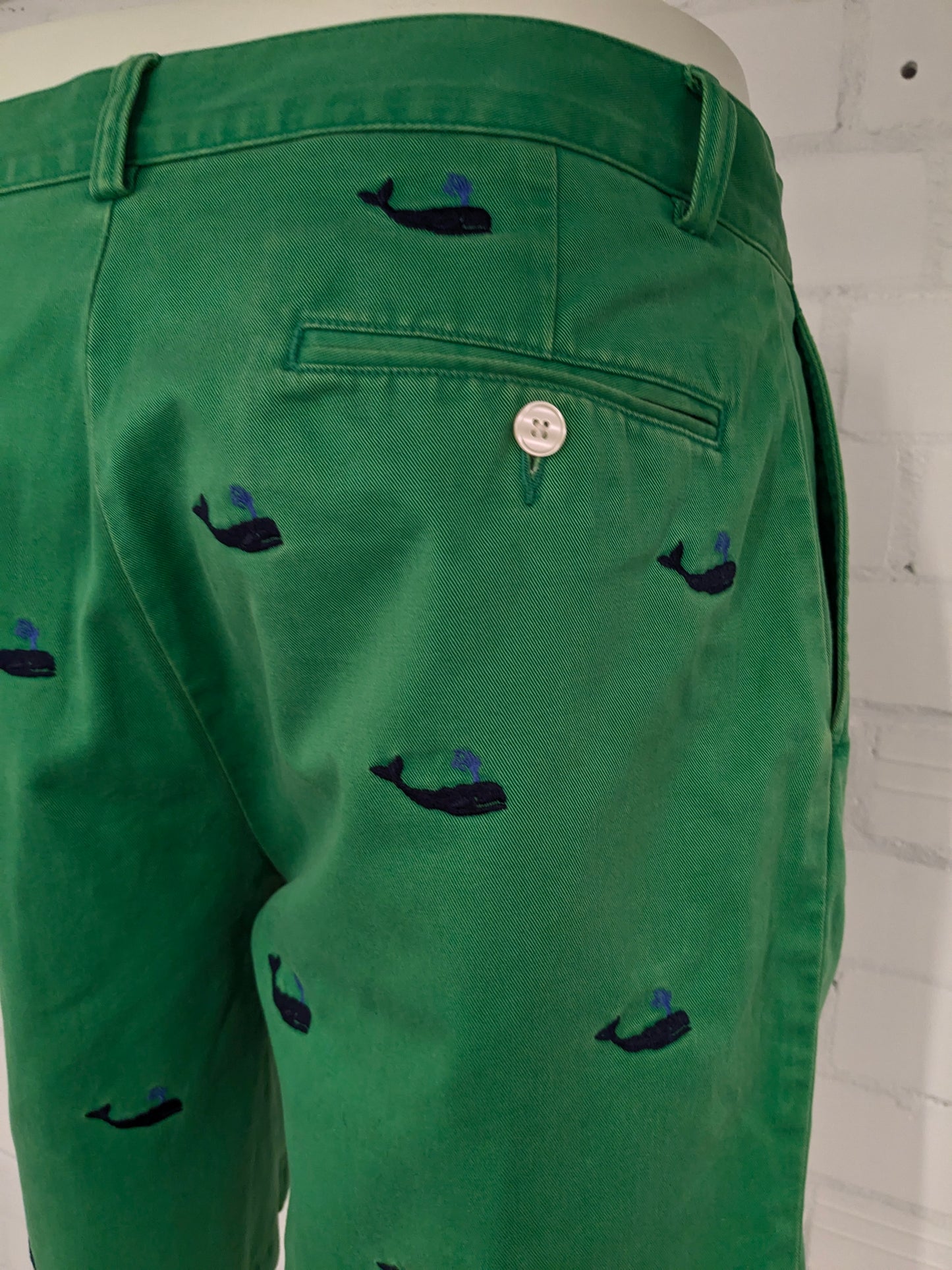 Polo Ralph Lauren shorts. Green blue whale print embroidered. Size W33.