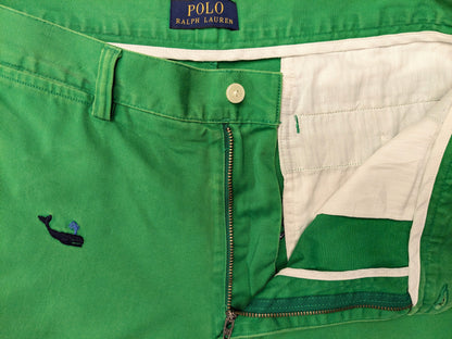 Polo Ralph Lauren shorts. Green blue whale print embroidered. Size W33.