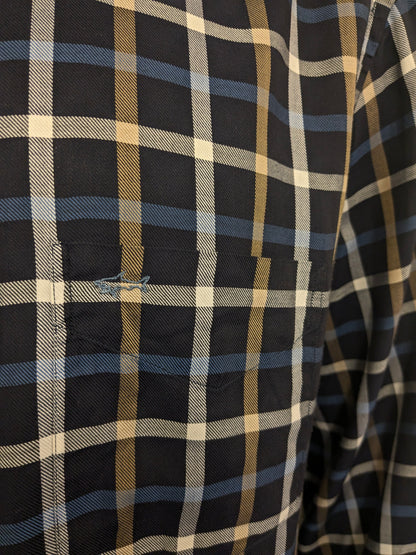 Paul & Shark shirt. Blue brown white checkered. Size 43 / XL.