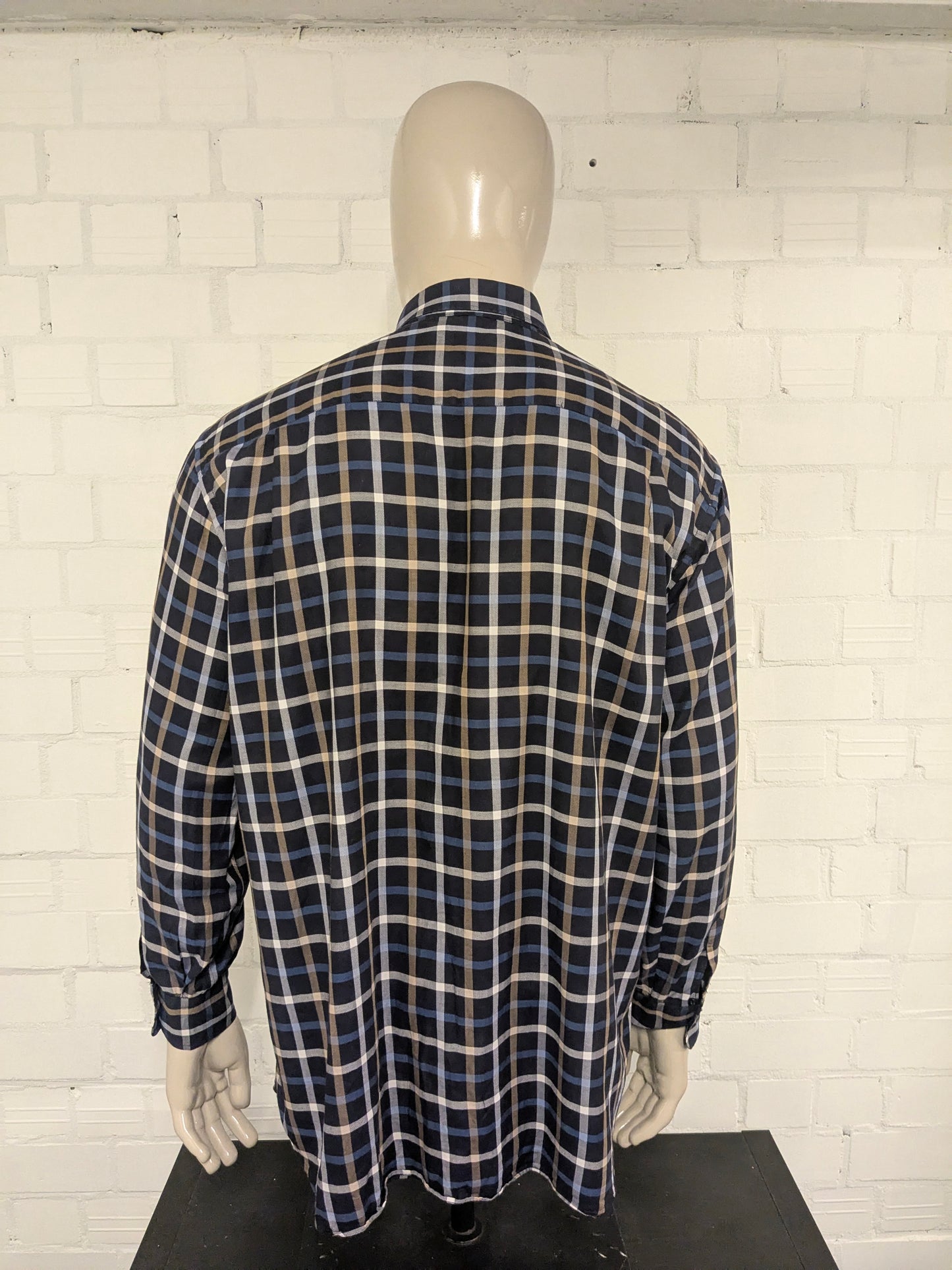 Paul & Shark shirt. Blue brown white checkered. Size 43 / XL.