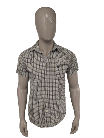 CHASIN' short sleeve shirt – green/beige/black checked – size M