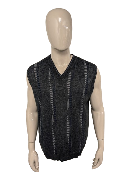 Spencer di Woolen SCHOELER VINTAGE con scollo a V. Colorato blu grigio scuro. Taglia L.