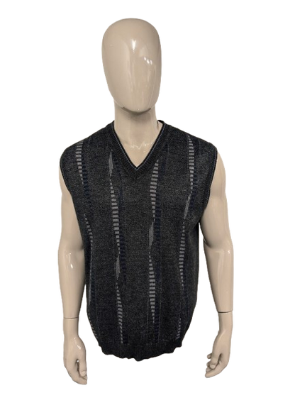 Spencer di Woolen SCHOELER VINTAGE con scollo a V. Colorato blu grigio scuro. Taglia L.