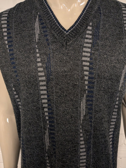 Spencer di Woolen SCHOELER VINTAGE con scollo a V. Colorato blu grigio scuro. Taglia L.