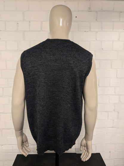 Spencer di Woolen SCHOELER VINTAGE con scollo a V. Colorato blu grigio scuro. Taglia L.