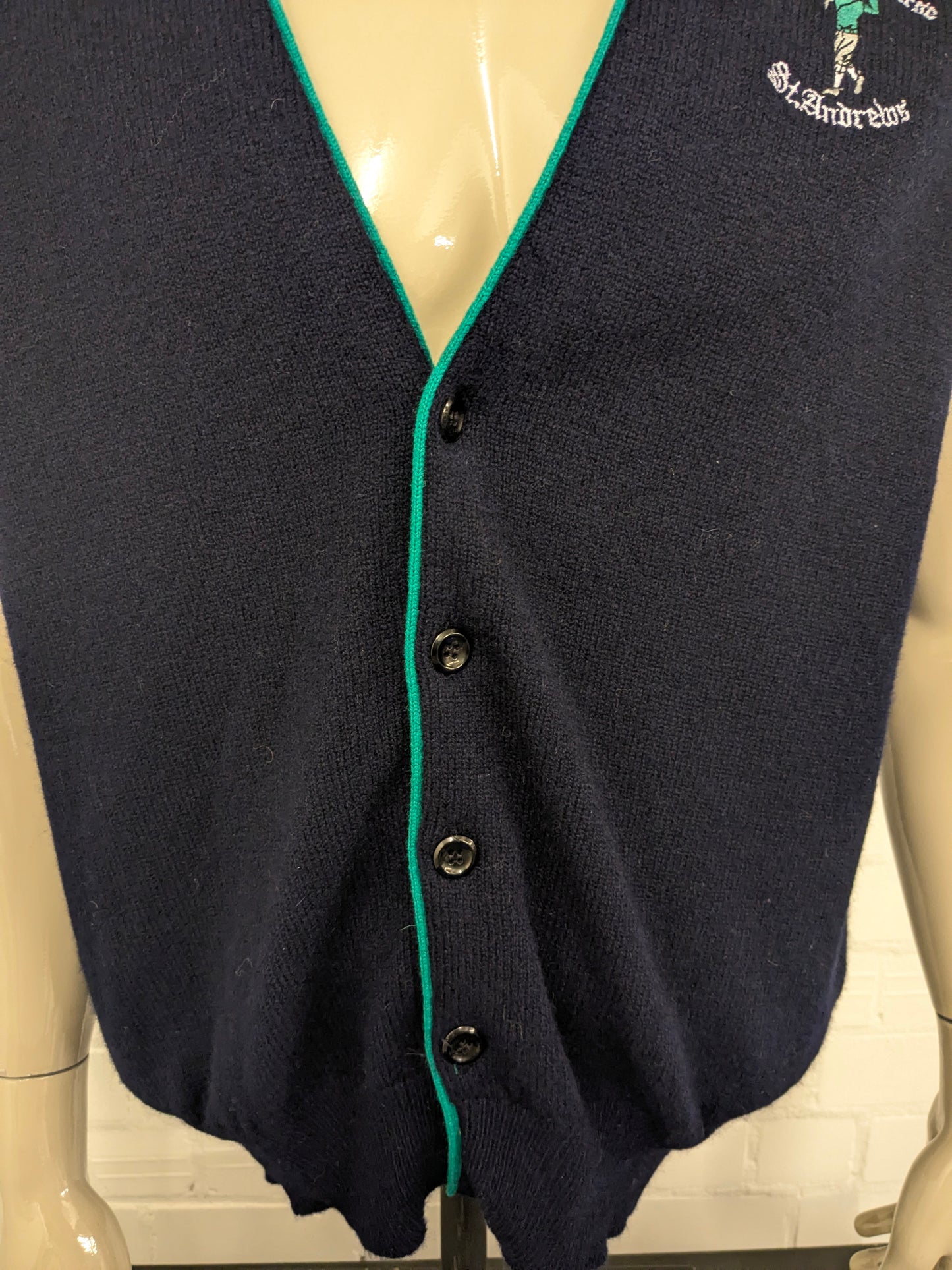 CLAN Vintage Royal Woolen Wiistcoat / Spencer. Colorato verde blu scuro. Taglia L.