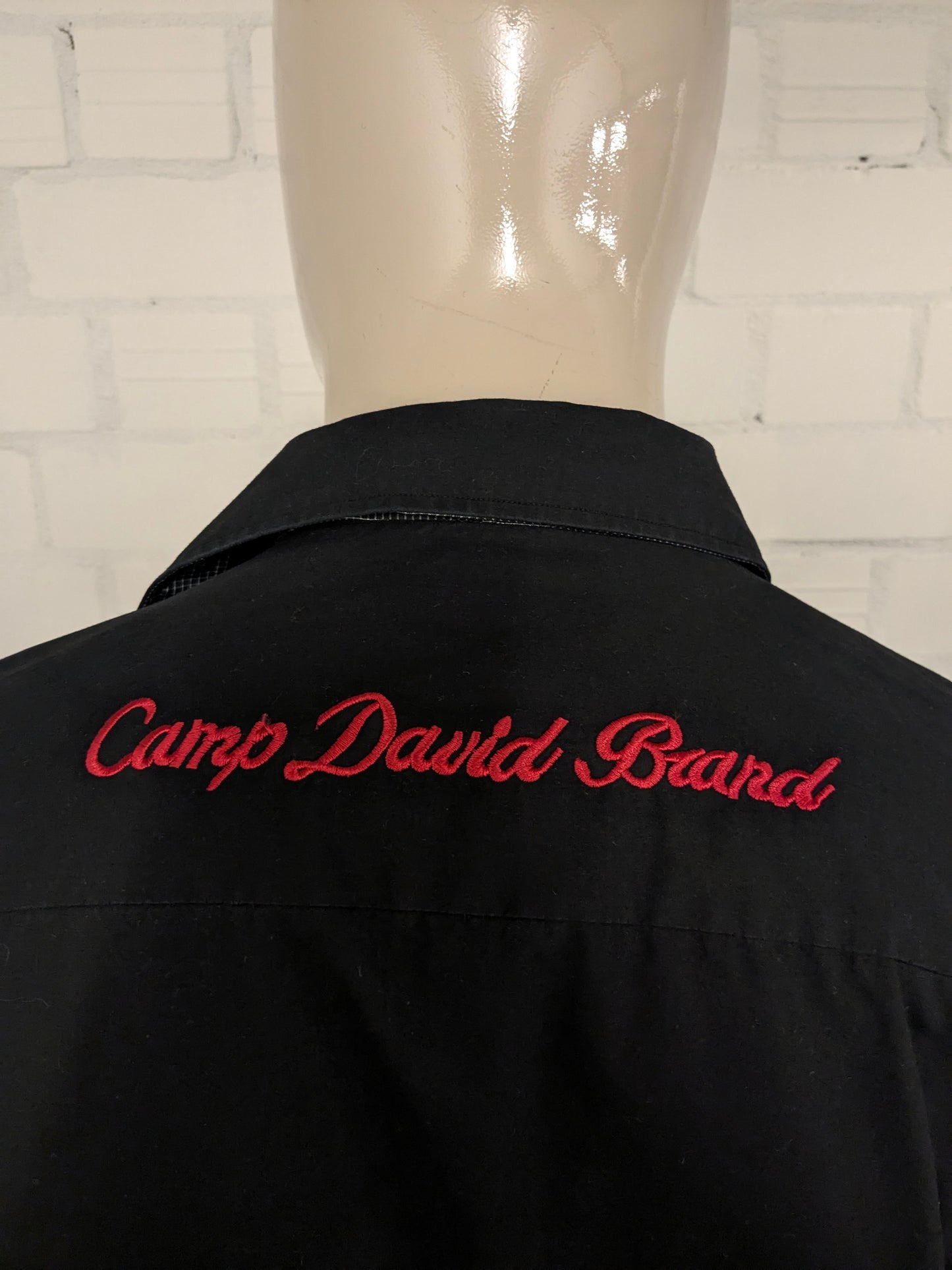 Camp David shirt. Black with different applications. Size XL.