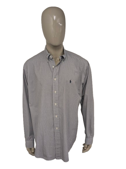 Chemise Ralph Lauren. Motif beige bleu. Type Yarmouth. Taille 2xl / 3xl.