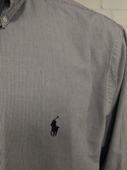 Chemise Ralph Lauren. Motif beige bleu. Type Yarmouth. Taille 2xl / 3xl.