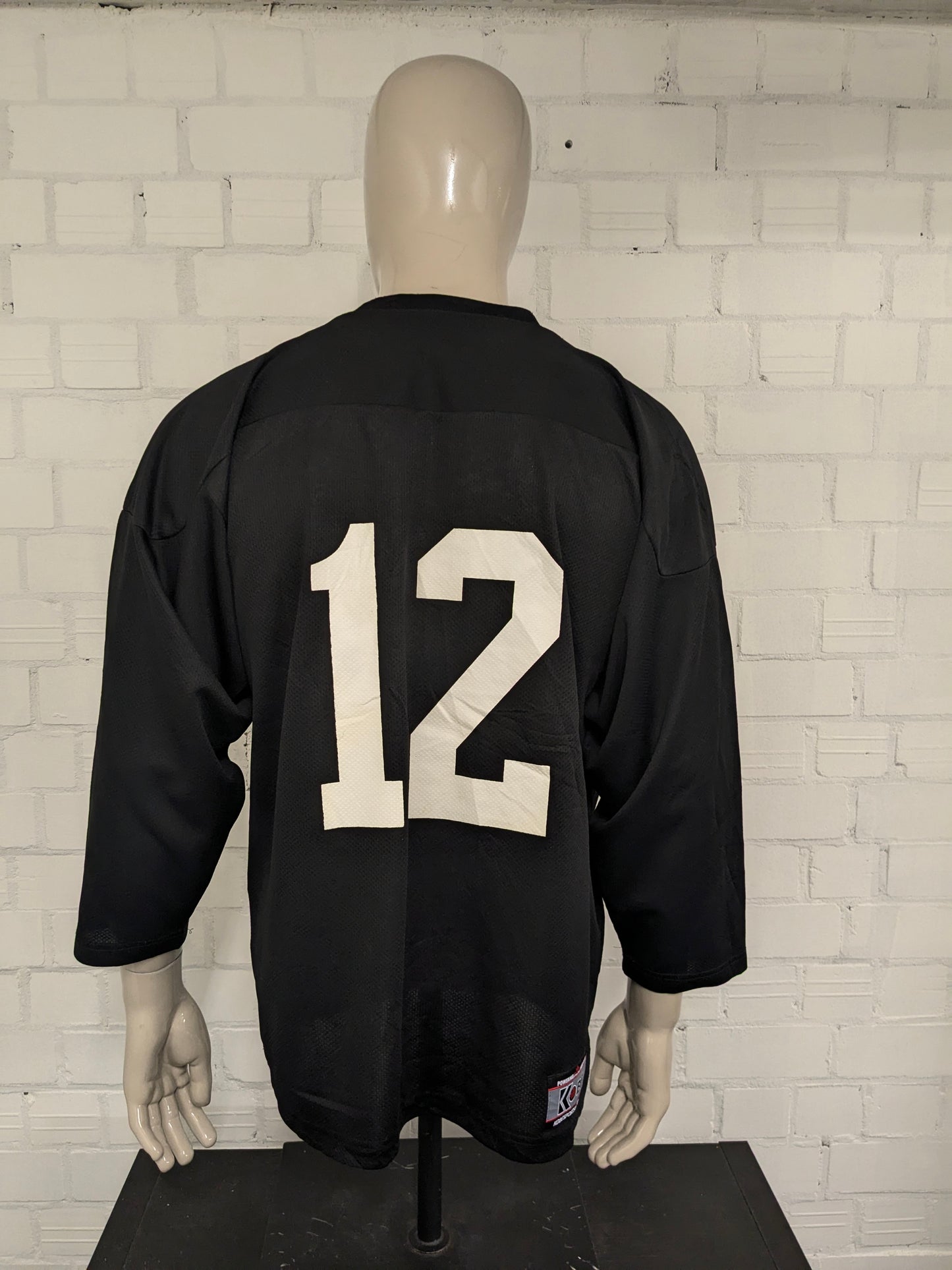 Oshawa Ringette sport longsleeve met V-Hals. Zwart met opdruk. Oversized S / M.