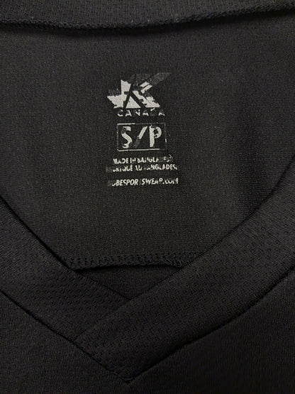 Oshawa Ringette sport longsleeve met V-Hals. Zwart met opdruk. Oversized S / M.