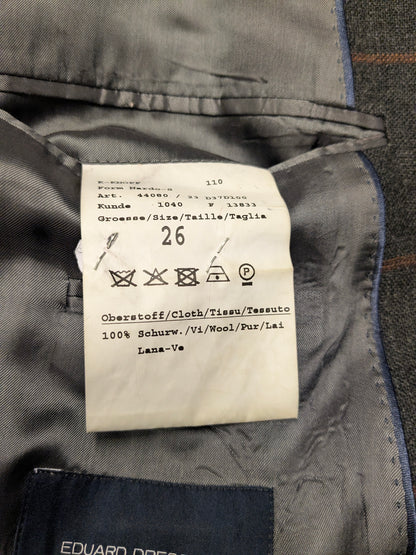 Eduard Dressler Wollen colbert. Bruin Oranje geruit. Maat 26 (52 / L).