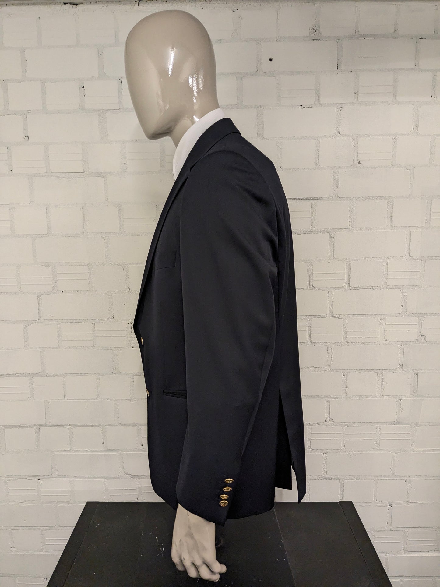 Eduard Dressler Vintage Colbert. Super 100's. Dark blue with gold -colored knots. Size 26 (52 / L).