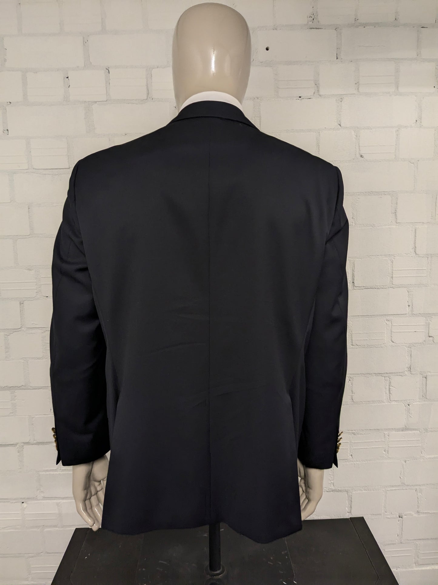 Eduard Dressler Vintage Colbert. Super 100's. Dark blue with gold -colored knots. Size 26 (52 / L).