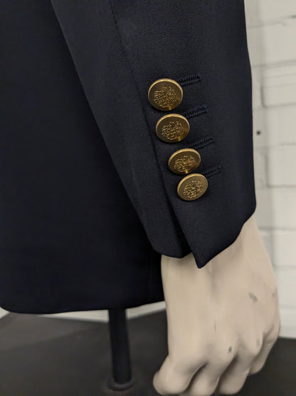 Eduard Dressler Vintage Colbert. Super 100's. Dark blue with gold -colored knots. Size 26 (52 / L).