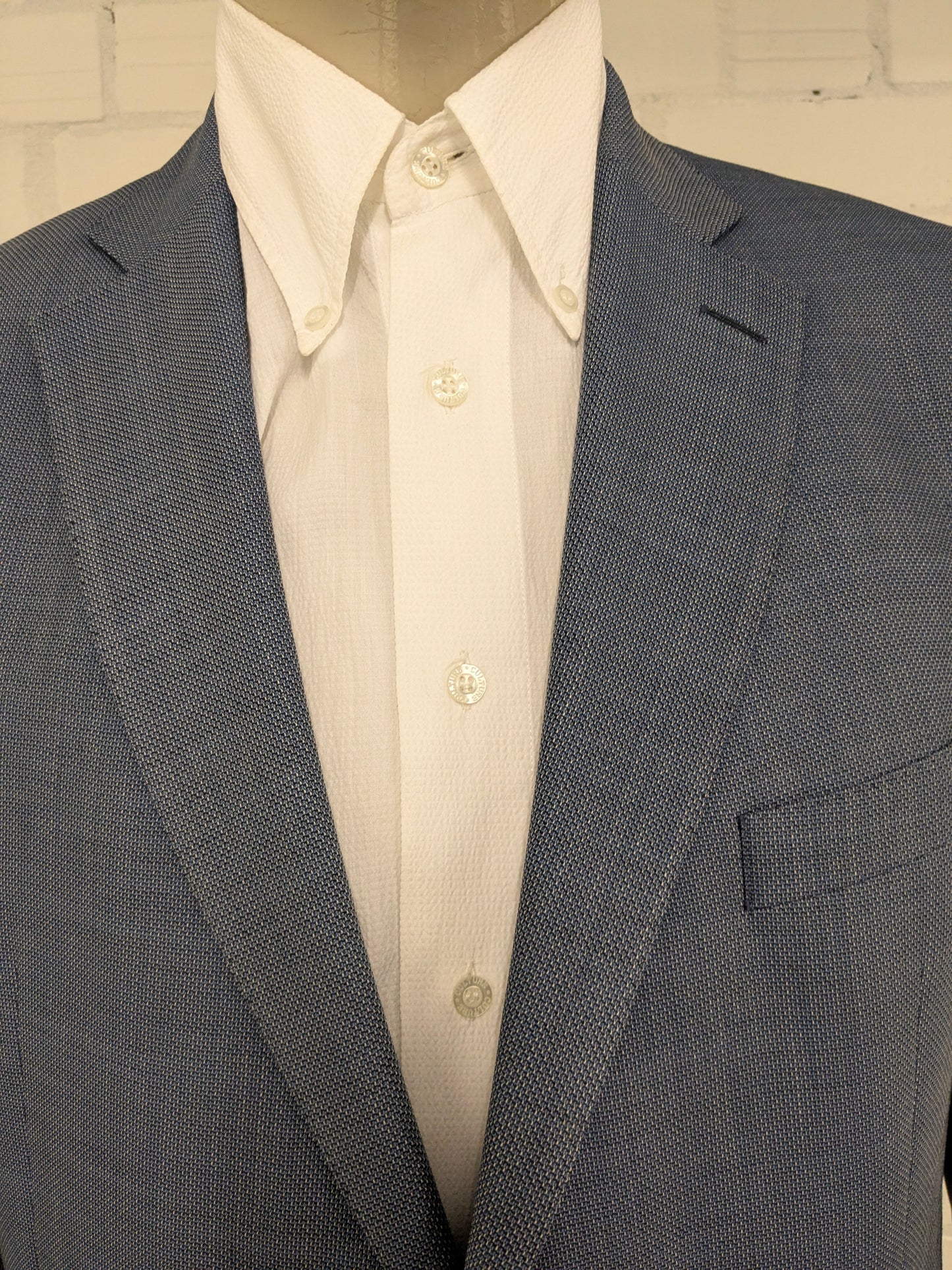 Eduard Dressler Wolljacke. Super 100. Blaugrau gemischt. Größe 26 (52 / l).