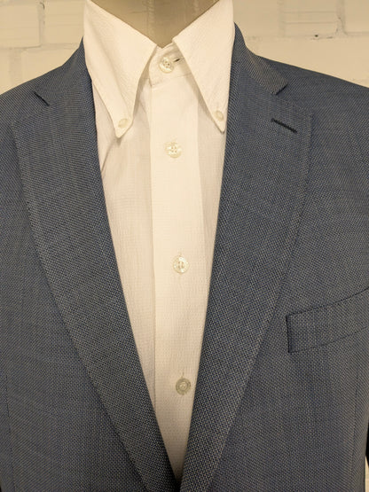 Eduard Dressler Wolljacke. Super 100. Blaugrau gemischt. Größe 26 (52 / l).