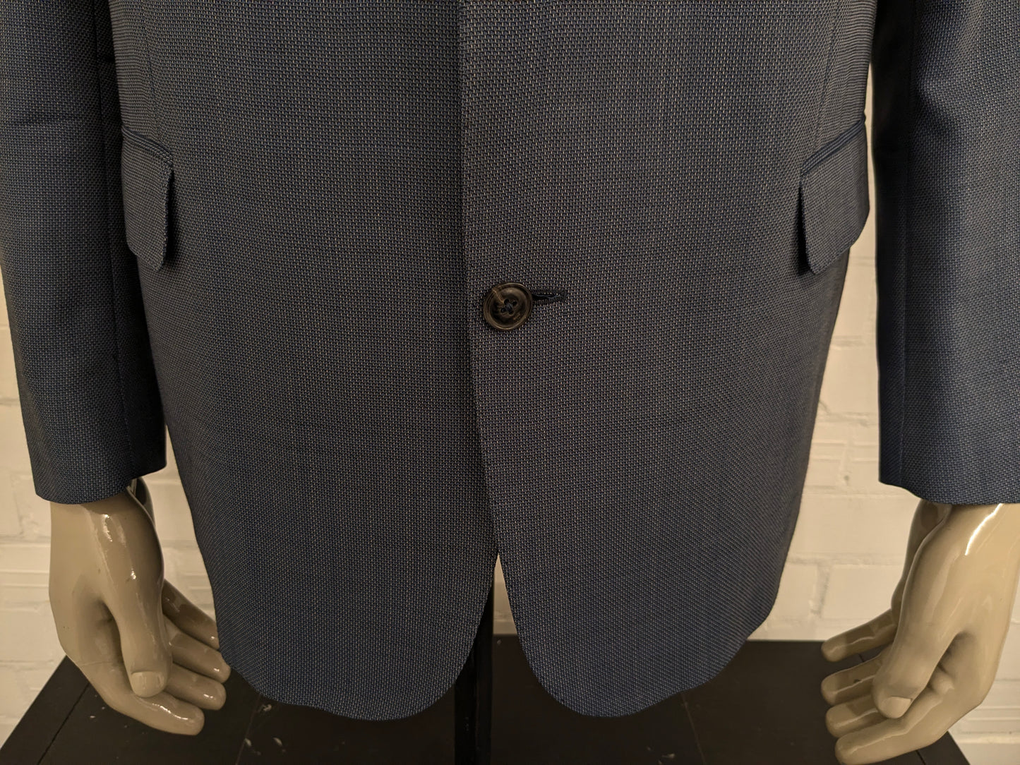 Eduard Dressler Wolljacke. Super 100. Blaugrau gemischt. Größe 26 (52 / l).