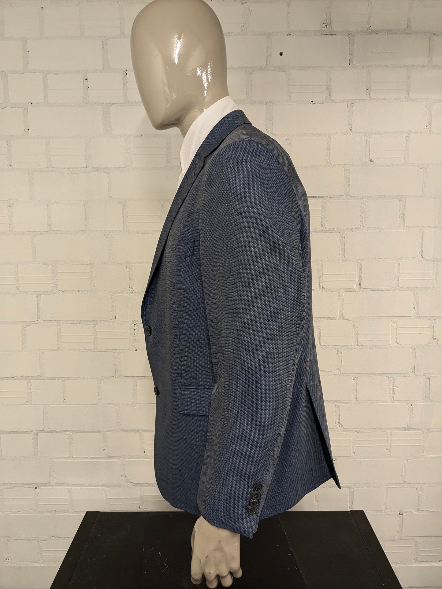 Eduard Dressler Wolljacke. Super 100. Blaugrau gemischt. Größe 26 (52 / l).