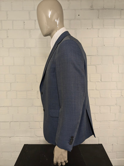 Eduard Dressler Wolljacke. Super 100. Blaugrau gemischt. Größe 26 (52 / l).