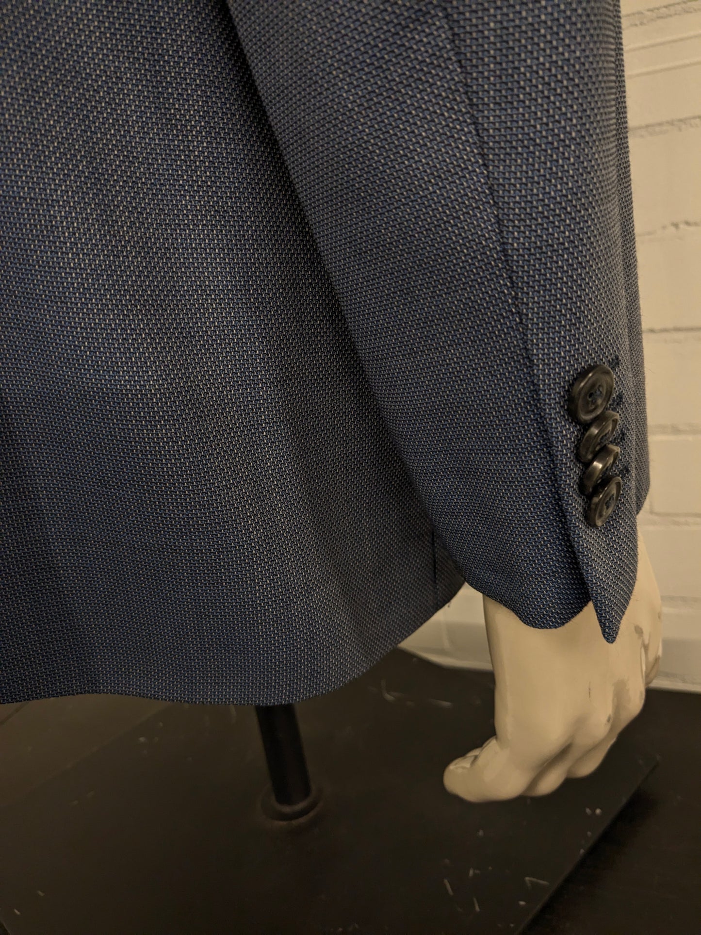 Eduard Dressler Wolljacke. Super 100. Blaugrau gemischt. Größe 26 (52 / l).