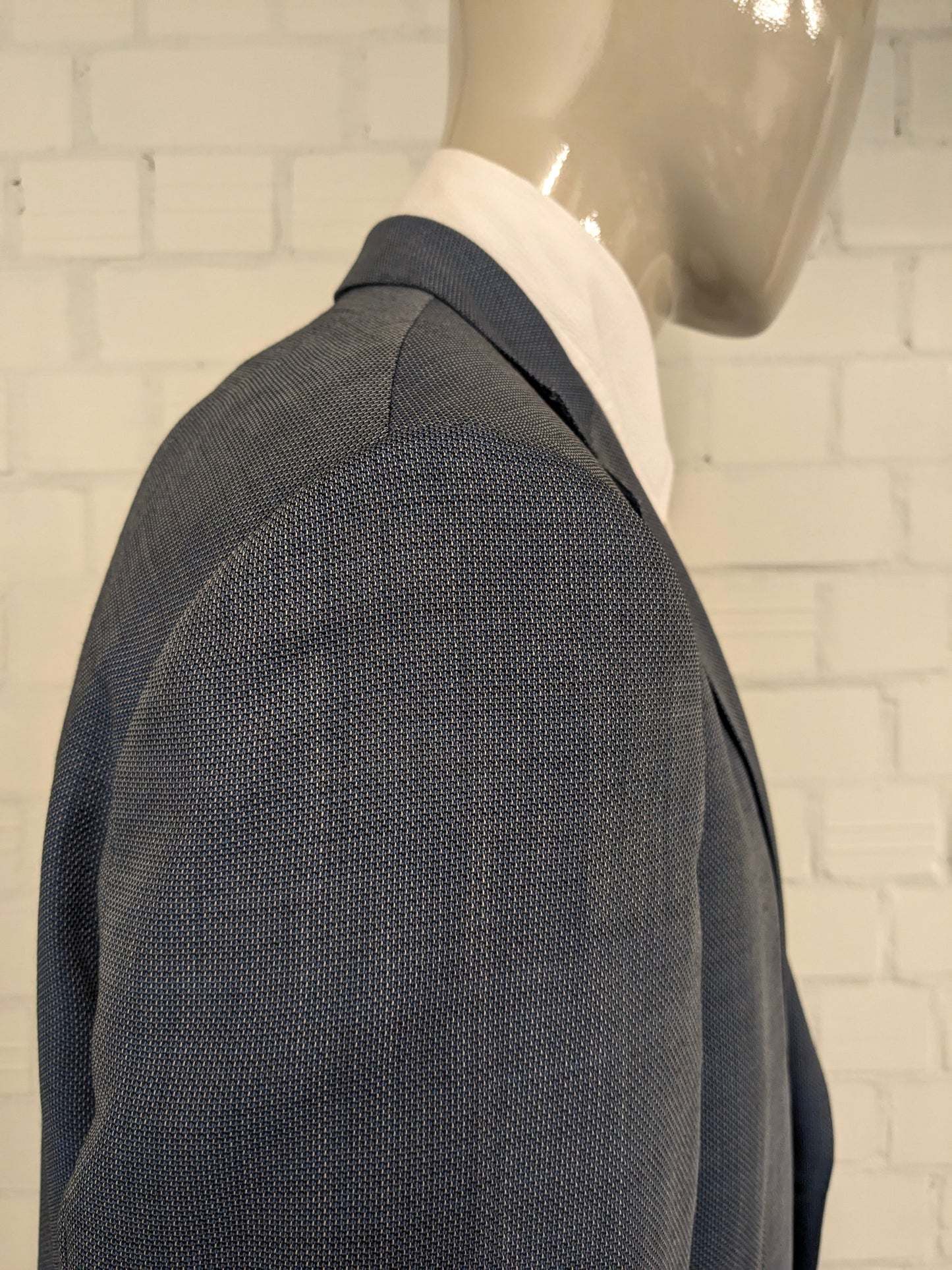 Eduard Dressler Wolljacke. Super 100. Blaugrau gemischt. Größe 26 (52 / l).