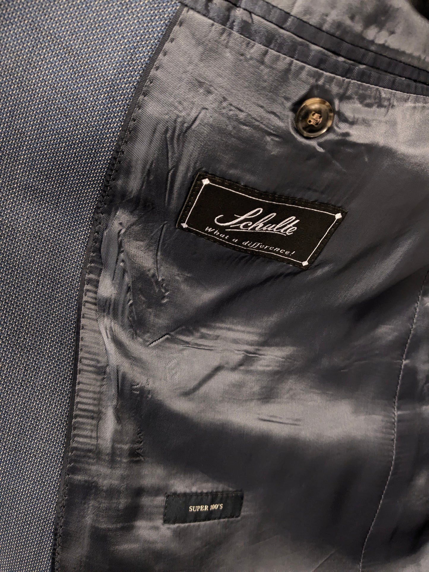 Eduard Dressler Wolljacke. Super 100. Blaugrau gemischt. Größe 26 (52 / l).