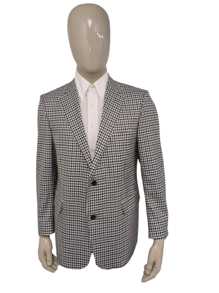 Veste en laine Eduard Dressler. Black bleu beige bloqué. Taille 26. (52 / L)