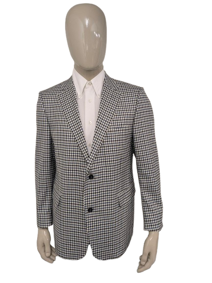 Veste en laine Eduard Dressler. Black bleu beige bloqué. Taille 26. (52 / L)