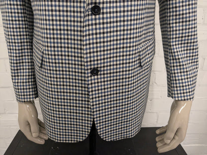 Veste en laine Eduard Dressler. Black bleu beige bloqué. Taille 26. (52 / L)