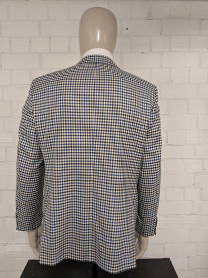 Veste en laine Eduard Dressler. Black bleu beige bloqué. Taille 26. (52 / L)