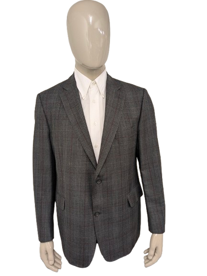 Veste en laine Eduard Dressler. Gris rouge vérifié. Taille 27. (54 / L).