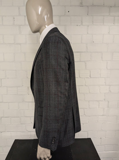 Veste en laine Eduard Dressler. Gris rouge vérifié. Taille 27. (54 / L).