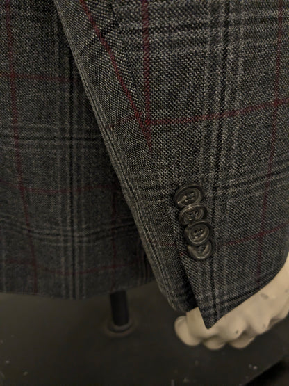 Veste en laine Eduard Dressler. Gris rouge vérifié. Taille 27. (54 / L).