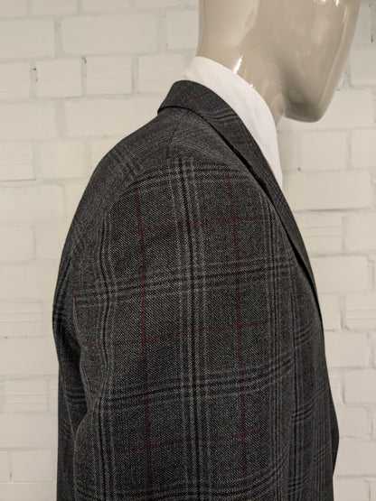 Veste en laine Eduard Dressler. Gris rouge vérifié. Taille 27. (54 / L).