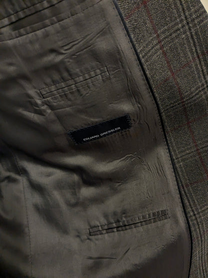 Veste en laine Eduard Dressler. Gris rouge vérifié. Taille 27. (54 / L).