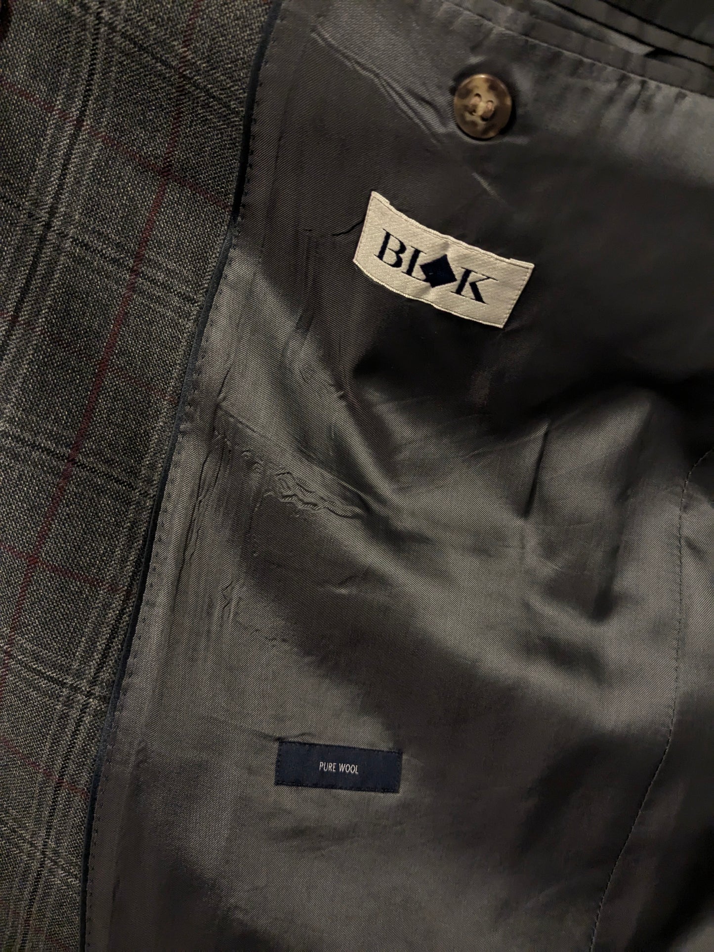 Veste en laine Eduard Dressler. Gris rouge vérifié. Taille 27. (54 / L).