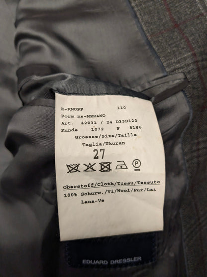 Veste en laine Eduard Dressler. Gris rouge vérifié. Taille 27. (54 / L).